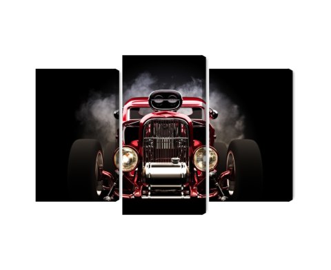 Obraz Wieloczęściowy Samochód Hot Rod Na Tle Dymu Obraz Wieloczęściowy Samochód Hot Rod Na Tle Dymu