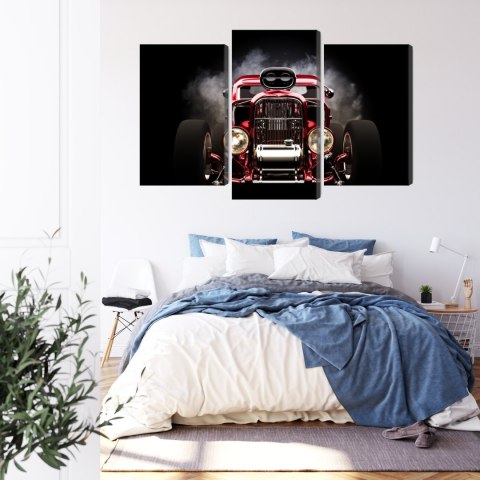 Obraz Wieloczęściowy Samochód Hot Rod Na Tle Dymu Obraz Wieloczęściowy Samochód Hot Rod Na Tle Dymu
