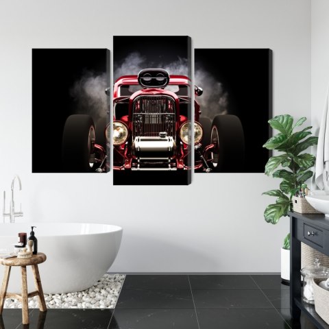 Obraz Wieloczęściowy Samochód Hot Rod Na Tle Dymu Obraz Wieloczęściowy Samochód Hot Rod Na Tle Dymu