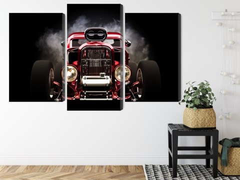 Obraz Wieloczęściowy Samochód Hot Rod Na Tle Dymu Obraz Wieloczęściowy Samochód Hot Rod Na Tle Dymu