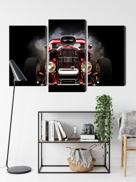 Obraz Wieloczęściowy Samochód Hot Rod Na Tle Dymu Obraz Wieloczęściowy Samochód Hot Rod Na Tle Dymu