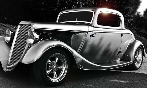 Obraz Wieloczęściowy Samochód Hot Rod W Stylu Vintage Obraz Wieloczęściowy Samochód Hot Rod W Stylu Vintage