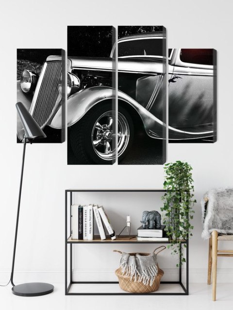 Obraz Wieloczęściowy Samochód Hot Rod W Stylu Vintage Obraz Wieloczęściowy Samochód Hot Rod W Stylu Vintage