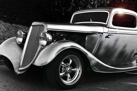 Obraz Wieloczęściowy Samochód Hot Rod W Stylu Vintage Obraz Wieloczęściowy Samochód Hot Rod W Stylu Vintage