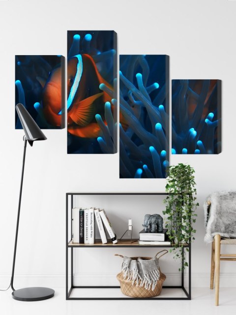 Obraz Wieloczęściowy Błazenek W Anemonie 3D Obraz Wieloczęściowy Błazenek W Anemonie 3D