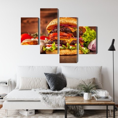 Obraz Wieloczęściowy Domowy Hamburger Obraz Wieloczęściowy Domowy Hamburger