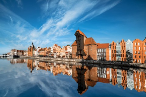 Obraz Wieloczęściowy Panorama Gdańska Z Widokiem Na Rzekę Obraz Wieloczęściowy Panorama Gdańska Z Widokiem Na Rzekę