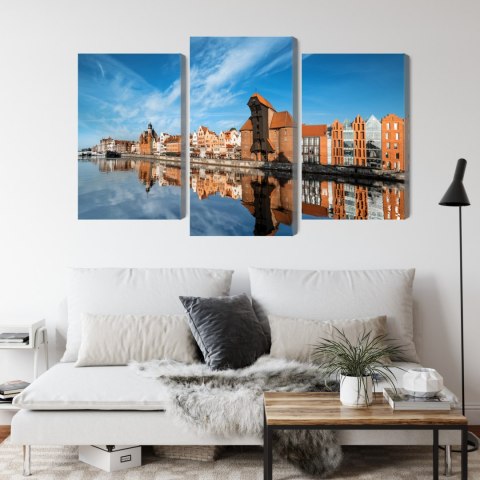 Obraz Wieloczęściowy Panorama Gdańska Z Widokiem Na Rzekę Obraz Wieloczęściowy Panorama Gdańska Z Widokiem Na Rzekę