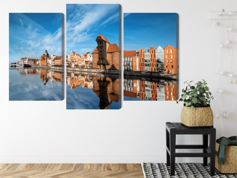 Obraz Wieloczęściowy Panorama Gdańska Z Widokiem Na Rzekę Obraz Wieloczęściowy Panorama Gdańska Z Widokiem Na Rzekę