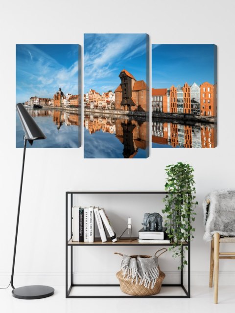 Obraz Wieloczęściowy Panorama Gdańska Z Widokiem Na Rzekę Obraz Wieloczęściowy Panorama Gdańska Z Widokiem Na Rzekę