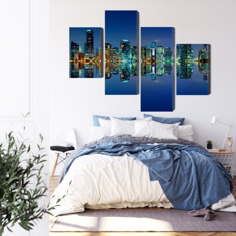 Obraz Wieloczęściowy Panorama Miami Nocą Obraz Wieloczęściowy Panorama Miami Nocą