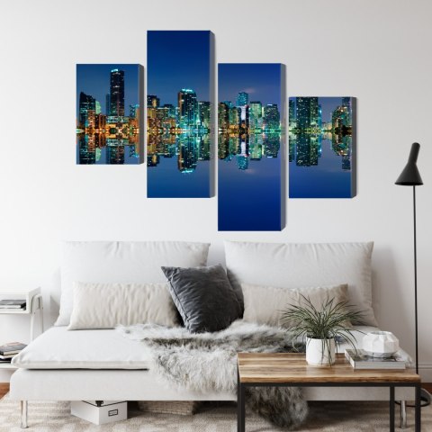 Obraz Wieloczęściowy Panorama Miami Nocą Obraz Wieloczęściowy Panorama Miami Nocą