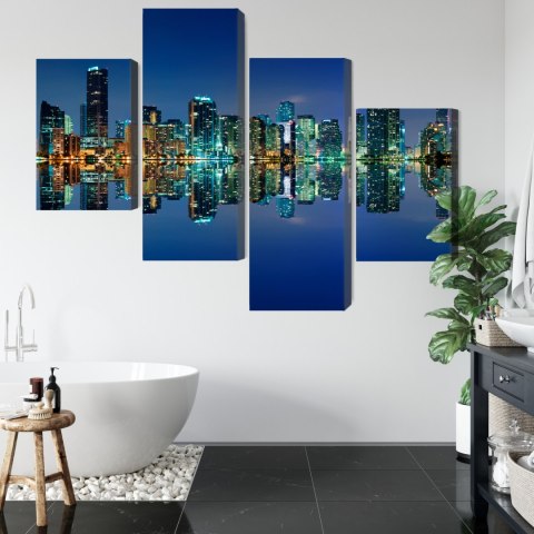 Obraz Wieloczęściowy Panorama Miami Nocą Obraz Wieloczęściowy Panorama Miami Nocą