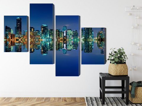 Obraz Wieloczęściowy Panorama Miami Nocą Obraz Wieloczęściowy Panorama Miami Nocą