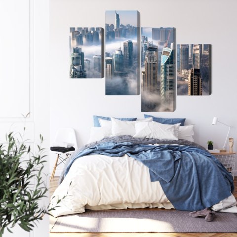 Obraz Wieloczęściowy Panorama Miasta Dubaj We Mgle Obraz Wieloczęściowy Panorama Miasta Dubaj We Mgle