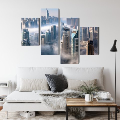 Obraz Wieloczęściowy Panorama Miasta Dubaj We Mgle Obraz Wieloczęściowy Panorama Miasta Dubaj We Mgle