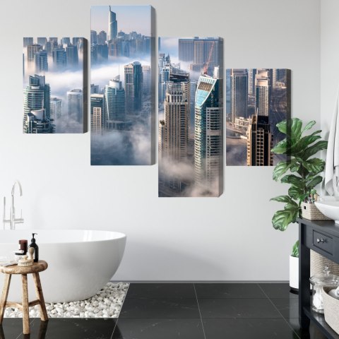 Obraz Wieloczęściowy Panorama Miasta Dubaj We Mgle Obraz Wieloczęściowy Panorama Miasta Dubaj We Mgle