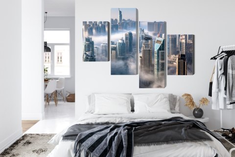 Obraz Wieloczęściowy Panorama Miasta Dubaj We Mgle Obraz Wieloczęściowy Panorama Miasta Dubaj We Mgle