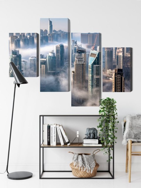 Obraz Wieloczęściowy Panorama Miasta Dubaj We Mgle Obraz Wieloczęściowy Panorama Miasta Dubaj We Mgle