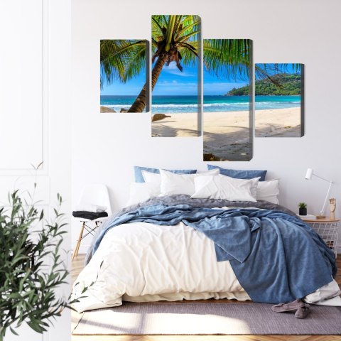 Obraz Wieloczęściowy Tropikalna Plaża Z Palmą 3D