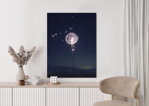 Plakat Delikatny Mniszek Lekarski Na Tle Nocnego Nieba