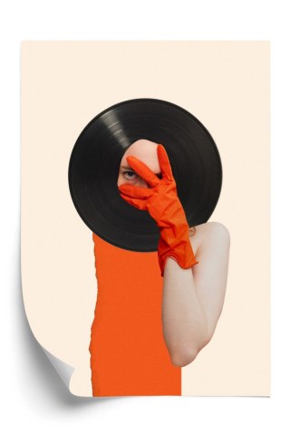 Plakat Muzyka Umysłu Na Płycie Winylowej Kolaż Pop-Art