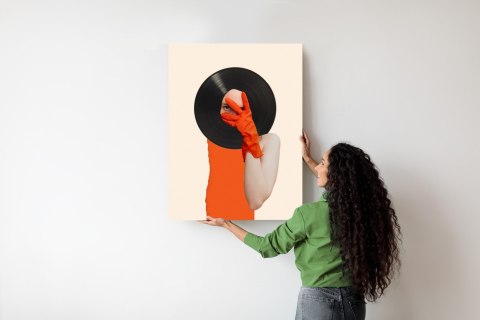 Plakat Muzyka Umysłu Na Płycie Winylowej Kolaż Pop-Art