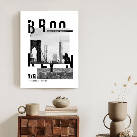 Plakat Czarno Biały Kolaż Brooklyn Nyc