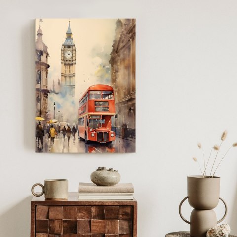 Plakat Czerwony Autobus I Big Ben W Londynie Akwarela