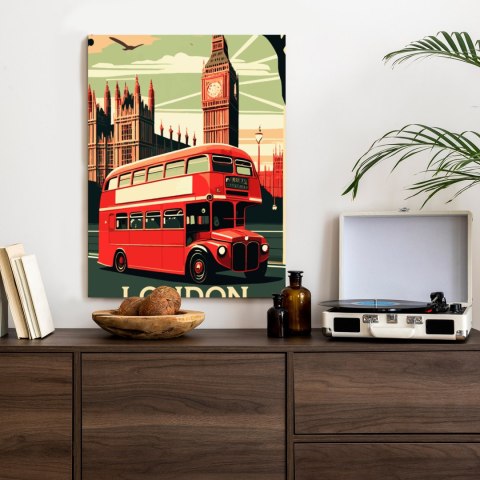 Plakat Czerwony Autobus Na Tle Londyńskiego Big Bena