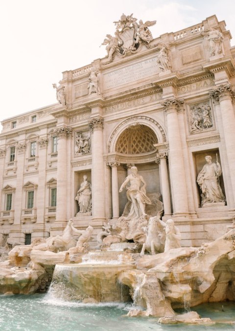 Plakat Fontanna Di Trevi Z Rzeźbami
