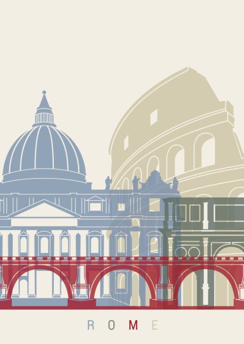 Plakat Kolorowa Ilustracja Architektura Rzymu