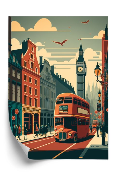 Plakat Londyński Autobus Na Ulicy Miasta