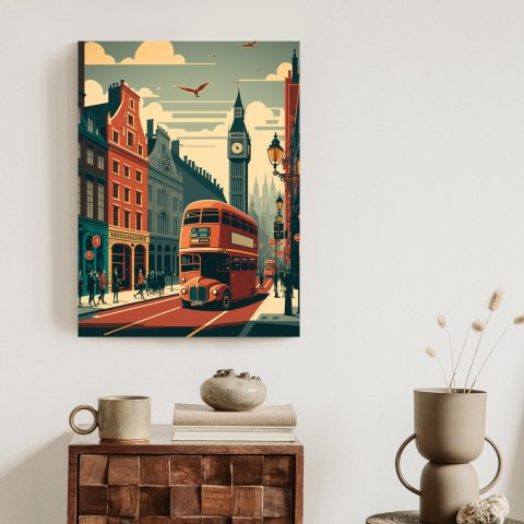 Plakat Londyński Autobus Na Ulicy Miasta