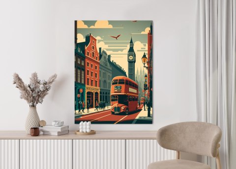 Plakat Londyński Autobus Na Ulicy Miasta