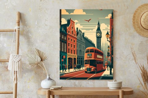 Plakat Londyński Autobus Na Ulicy Miasta
