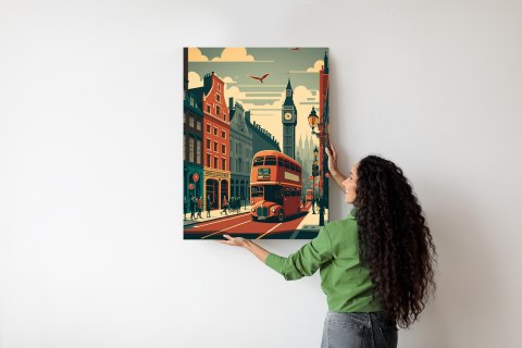 Plakat Londyński Autobus Na Ulicy Miasta
