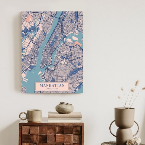 Plakat Mapa Manhattanu Nowy Jork W Stylu Vintage