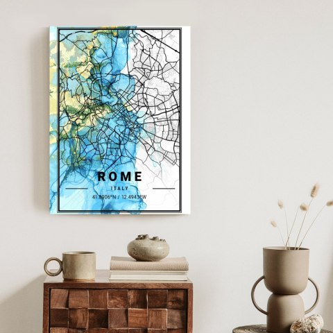 Plakat Mapa Rzymu Na Abstrakcyjnym Marmurowym Tle