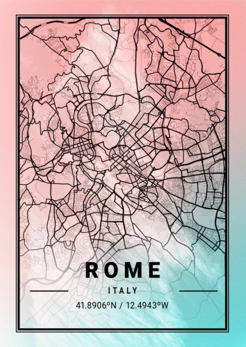 Plakat Mapa Rzymu Na Akwarelowym Tle