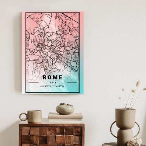 Plakat Mapa Rzymu Na Akwarelowym Tle