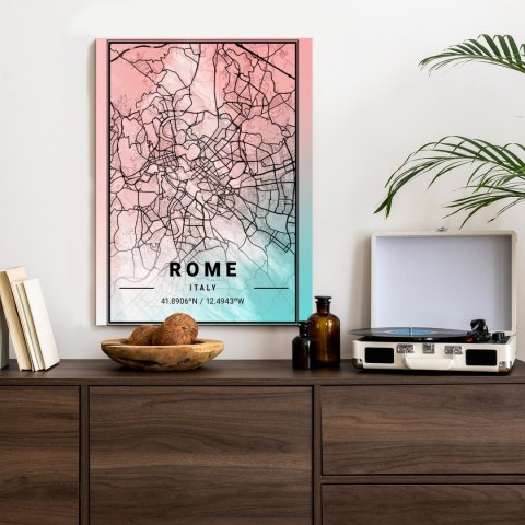 Plakat Mapa Rzymu Na Akwarelowym Tle