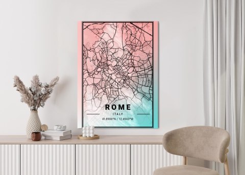 Plakat Mapa Rzymu Na Akwarelowym Tle