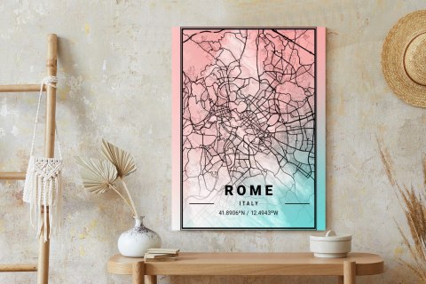 Plakat Mapa Rzymu Na Akwarelowym Tle
