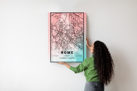 Plakat Mapa Rzymu Na Akwarelowym Tle