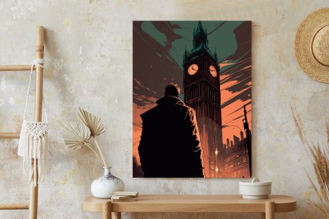 Plakat Mężczyzna I Big Ben W Komiksowym Stylu