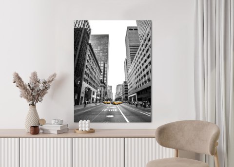 Plakat Nyc Żółte Taksówki Na Czarno Białej Ulicy