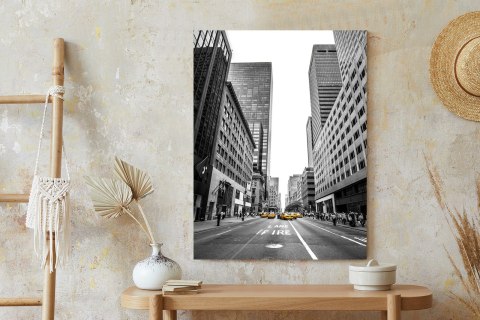 Plakat Nyc Żółte Taksówki Na Czarno Białej Ulicy
