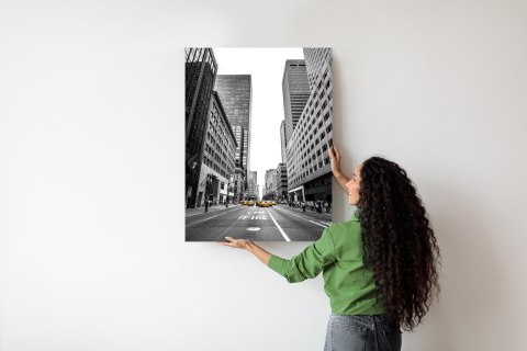 Plakat Nyc Żółte Taksówki Na Czarno Białej Ulicy