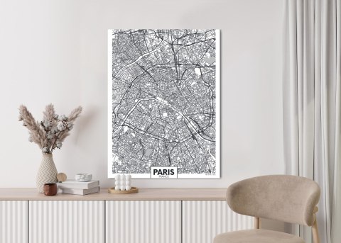 Plakat Paryż - Czarno-Biały Plan Miasta
